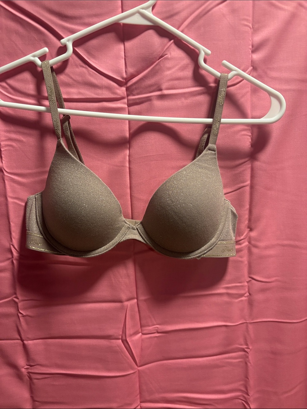 PINK Victoria's Secret Shimmery Taupe Push-Up Bra